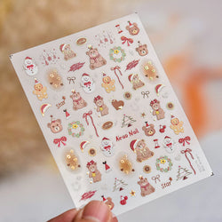Santa's Hat Candy Santa Claus Christmas Tree Bell Elk 5D Self Adhesive Nail Art Stickers Button Snowflake Cherry Manicure Decals (ONLINE ORDER ONLY)