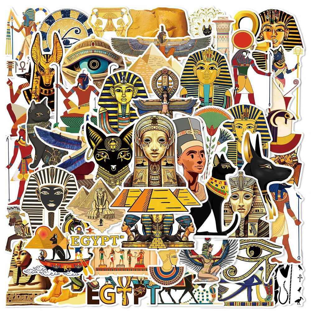 Ancient Egypt Pharaoh Pyramid Stickers Pack - Laptop, Motorcycle, Skateboard, Phone (Online Order Only)