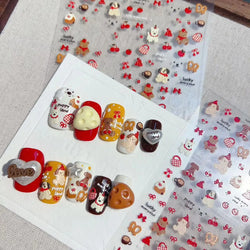 Cute Bowknot Dog Puppy Bear Strawberry Cake Fruit Juice Coffee Desserts Corgi Cherry Adhesive Nail Art Stickers Manicure Decals (ONLINE ORDER ONLY)