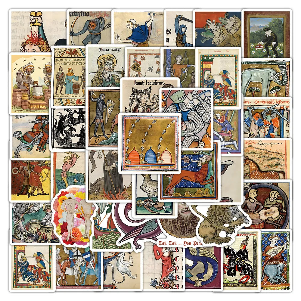 Retro Medieval Art Sticker Set - Phone Laptop Luggage Skateboard Decals (Online Order Only)