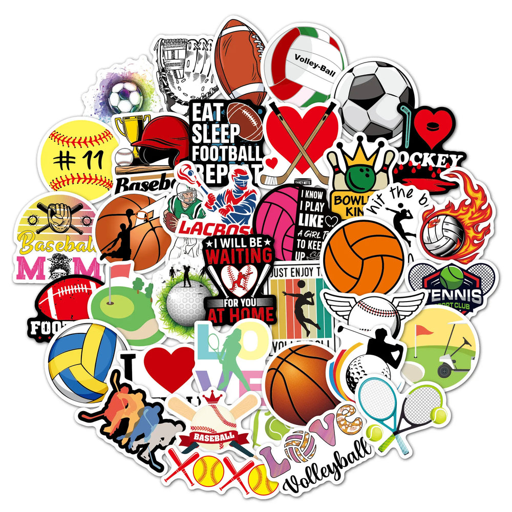 10/30/50/100PCS Ball Sports Sticker Basketball Soccer Waterproof Graffiti DIY Case Cute Laptop Skin Kawaii Packaging Aesthetic (ONLINE ORDER ONLY)