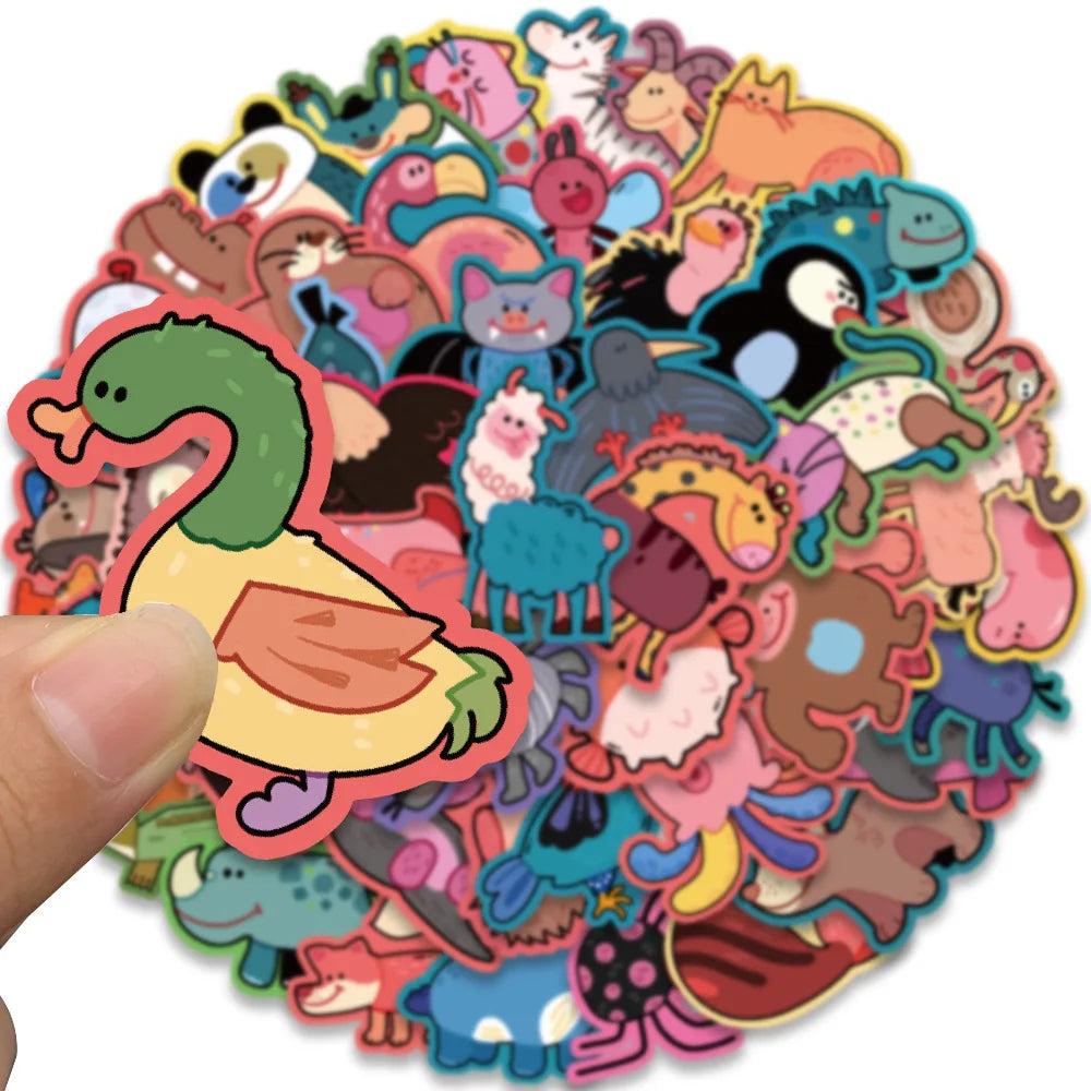 10/30/50PCS Cute Cartoon Animal Stickers Toys Funny Zoo Decals For Kids DIY Notebook Luggage Phone Laptop Car Waterproof Sticker (ONLINE ORDER ONLY)