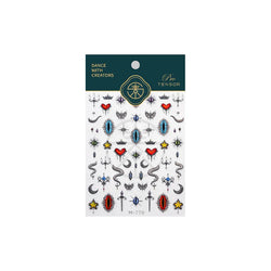 Glitter Star Snake Moon Darkness Eye Love Heart Crown Sword Self Adhesive Nail Art Stickers Punk Jelly Angel Wing Manicure Decal (ONLINE ORDER ONLY)