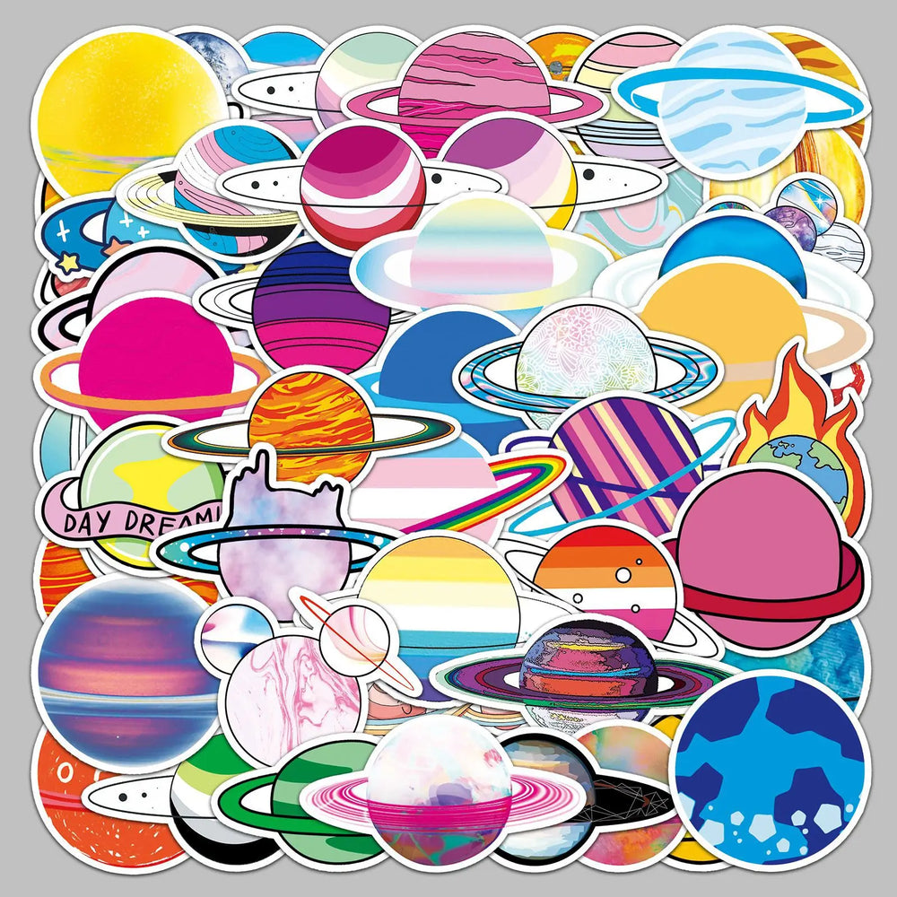 50Pcs Galaxy Star Graffiti Stickers for Helmet, Wall, Desktop Decoration (Online Order Only)