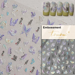 Charming Red Rose Phoenix Flower Wing Leaves Flower Feather Pearl Relief Embossed 5D Adhesive Nail Art Stickers Manicure Decals (ONLINE ORDER ONLY)