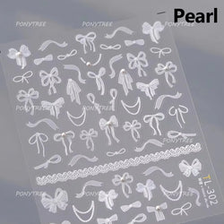Pink Blue Bowknot Star Lace Round Dot Starburst Spot Leopard Print 3D Self Adhesive Nail Art Decorations Sticker Manicure Decals (ONLINE ORDER ONLY)