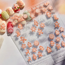Bowknot Glove Socks Elk House Gingerbread Man Self Adhesive Nail Art Stickers Snowflake Christmas Tree Rhinestone Manicure Decal (Online Order Only)
