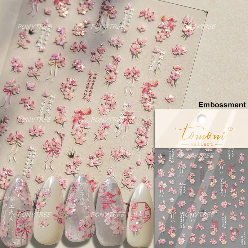 Petal Numerous Flowers Luxuriant Plant Garden Yellow Stamen Charming 5D Soft Relief Adhesive Nail Art Sticker 3D Manicure Decals (ONLINE ORDER ONLY)