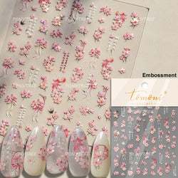 Bloomy Water Side Flower Delicate and Charming Peach Blossom Rose Garden Adhesive Nail Art Decorations Sticker Manicure Decals (ONLINE ORDER ONLY)