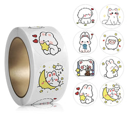 100-500pcs Children's Cartoon Animal Stickers Baby Stickers Kindergarten Inspirational Little Red Flower Reward Roll Stickers (ONLINE ORDER ONLY)