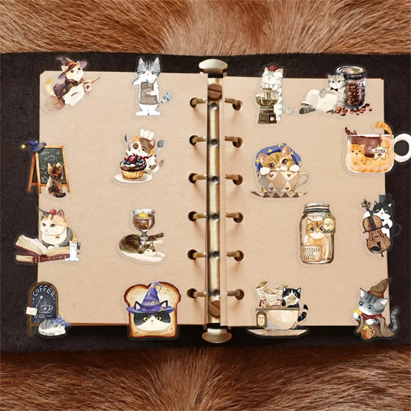 50PCS Kawaii Magic Cat PET Sticker Aesthetic Transparent Decoration Scrapbooking Stationery Hand Accounting Supplies for Kids (ONLINE ORDER ONLY)