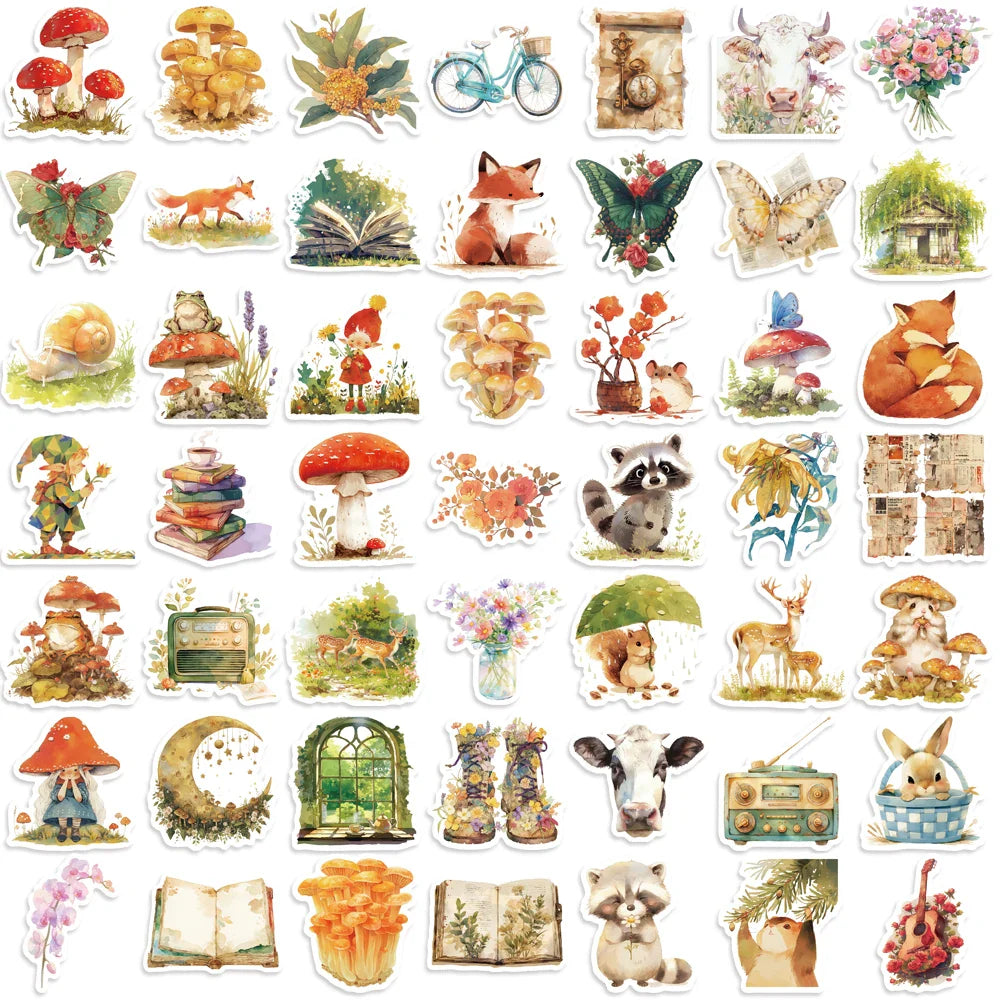 50pcs Cute Fairytale Animals Graffiti Stickers Cartoon DIY Skateboard Phone Case Laptop Waterproof Cool Sticker Decals Toy (ONLINE ORDER ONLY)
