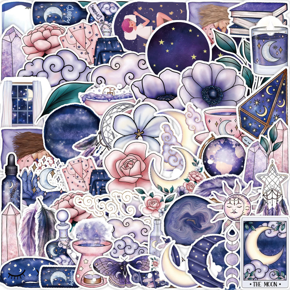 10/50pcs Cute Gothic Magic Witch Moon Aesthetic Stickers Tarot Goth Decals Laptop Phone Scrapbook Suitcase Graffiti Sticker Toy (Online Order Only)