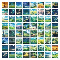 10/30/60PCS Aesthetic Landscape Stickers Decals DIY Phone Suitcase Skateboard Phone Suitcase Car PVC Waterproof Kids Sticker Toy (ONLINE ORDER ONLY)
