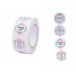 500pcs/roll Thank You Stickers Flower Pattern Party Wedding Decoration Gift Envelope Seal Labels Scrapbooking Stickers (ONLINE ORDER ONLY)