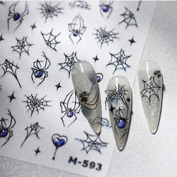 Cat Eye Shiny Blue Purple Spider Cross Love Heart Star Snake Web Jelly Thrilling Nail Art Stickers Manicure Decals Halloween (ONLINE ORDER ONLY)