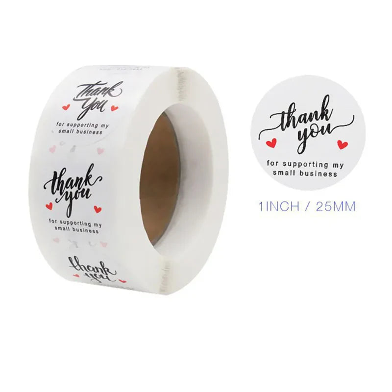100-500PCS Thank You Stickers for Business New Merci Package Home Made Sticker Rolling Packaging Stickers Small Roll Labels (ONLINE ORDER ONLY)