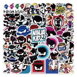 50pcs Ninja Kidz Anime Stickers for Laptop, Phone, Car, Scooter, Suitcase, Water Bottle, Refrigerator (Online Order Only)