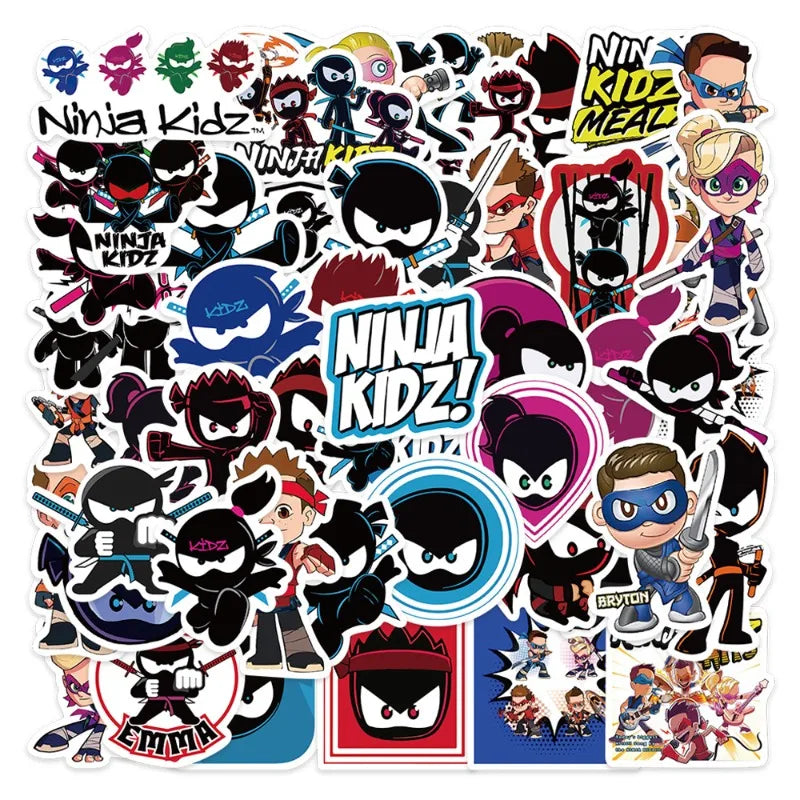 50pcs Ninja Kidz Anime Stickers for Laptop, Phone, Car, Scooter, Suitcase, Water Bottle, Refrigerator (Online Order Only)