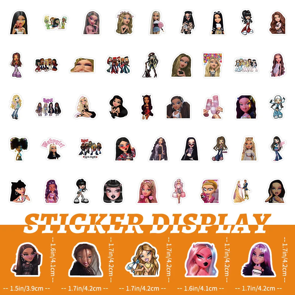 10/30/50/100PCS Bratzillaz Stickers Funny Cartoon Sticker Decals DIY Scrapbook Luggage Laptop Phone Car Bike Skateboard Kids Toy (ONLINE ORDER ONLY)