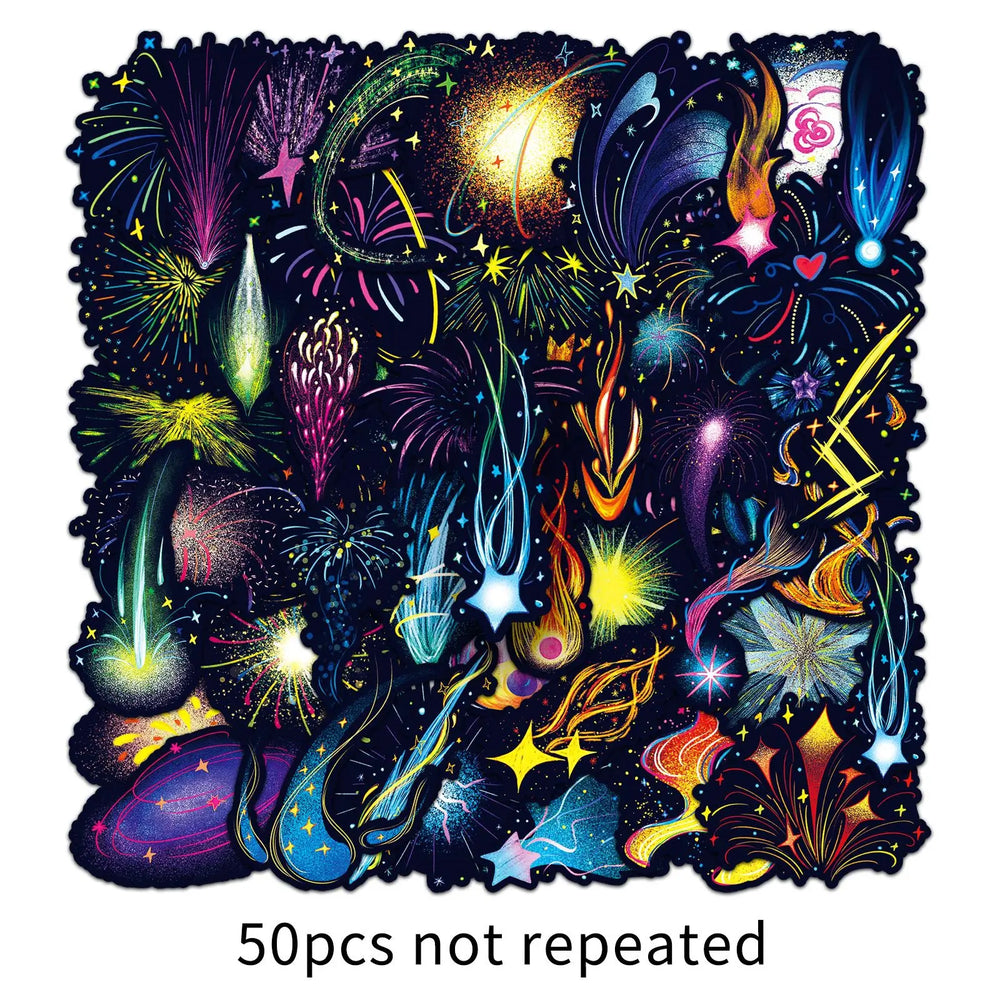 Colorful Cartoon Fireworks Stickers PVC Waterproof Skateboard Notebook Graffiti (Online Order Only)