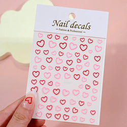 1Pc Red Pink White Heart Bow Nail Art Stickers with Glitter Sequins 5D Self Adhesive Nail Decorations Slider Decals DIY Manicure (ONLINE ORDER ONLY)