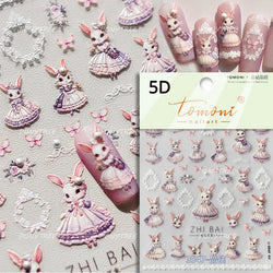 Retro Lace Corset Laced Bodice Wrap Top British Classical Dress Bowknot Rose Star Key Adhesive Nail Art Sticker Manicure Decals (ONLINE ORDER ONLY)