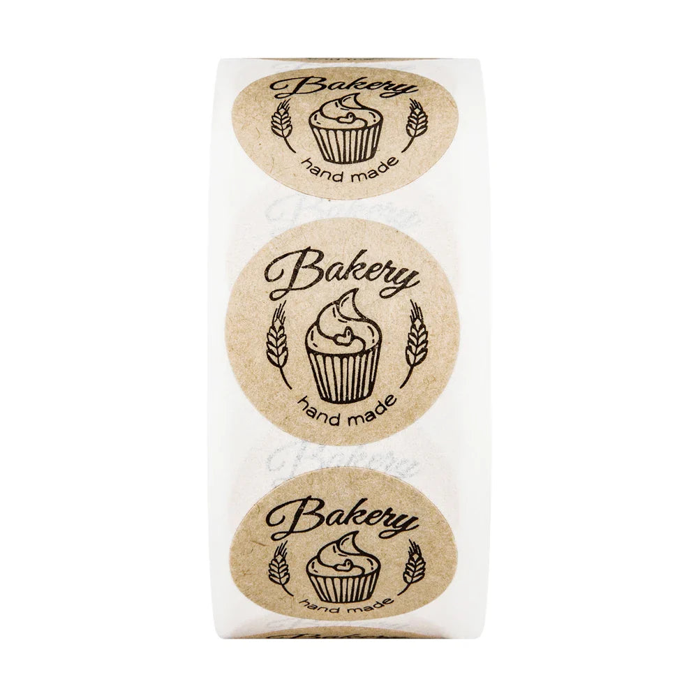 100-500pcs Kraft Paper "bakery"hand Made Stickers Scrapbooking For Cookie Boxes Seal Labels Sticker Cute Stationery Sticker 1in (ONLINE ORDER ONLY)