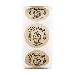 100-500pcs Kraft Paper "bakery"hand Made Stickers Scrapbooking For Cookie Boxes Seal Labels Sticker Cute Stationery Sticker 1in (ONLINE ORDER ONLY)