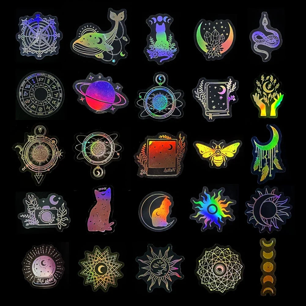 10/30/50/100PCS Holographic Laser Butterfly PET Flash Dream Stickers Aesthetic Hand Account DIY Notebook Motorcycle Car Sticker (Online Order Only)