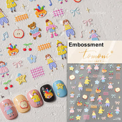 Cute Lucky Bear Apple Core Star Bowknot Flower Delicious Cookies Cherry Cake Dessert Milk Vase Adhesive Nail Art Stickers Decals (ONLINE ORDER ONLY)