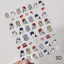 Lovely Dog Cat Animal Bunny 3D Soft Embossed Relief Self Adhesive Nail Art Stickers Cute Pretty Puppy Kitty Star Manicure Decals (ONLINE ORDER ONLY)