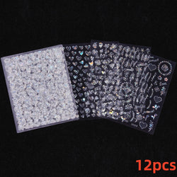 12 Sheets Valentines Nail Stickers Red Heart Nail Art Sticker Decal Solid Hollow Heart 3D Self-Adhesive Design Nail Art Supplies (ONLINE ORDER ONLY)