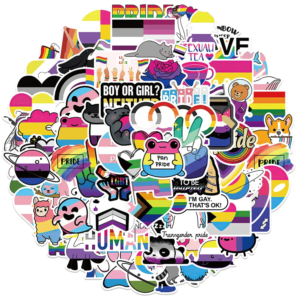 LGBT Pride Stickers: Nonbinary, Pansexual, Transgender, Bisexual, Asexual - 10/30/50/100PCS (ONLINE ORDER ONLY)