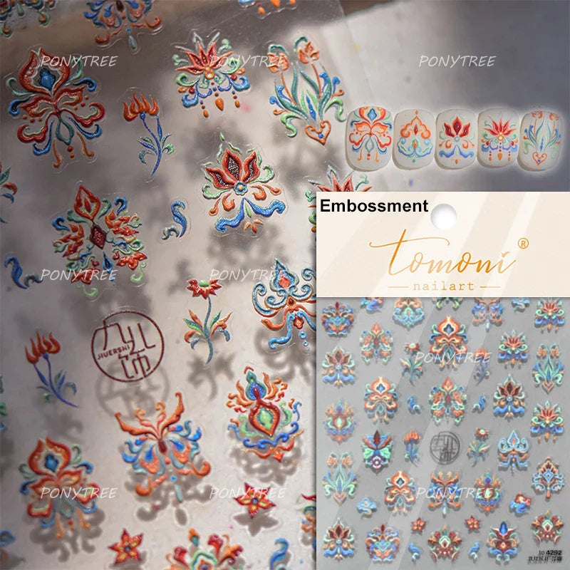 Yunjin Brocade Shawl Tassel Pendant Traditional Chinese Costumes and Ornaments Self Adhesive Nail Art Stickers Manicure Decals (ONLINE ORDER ONLY)