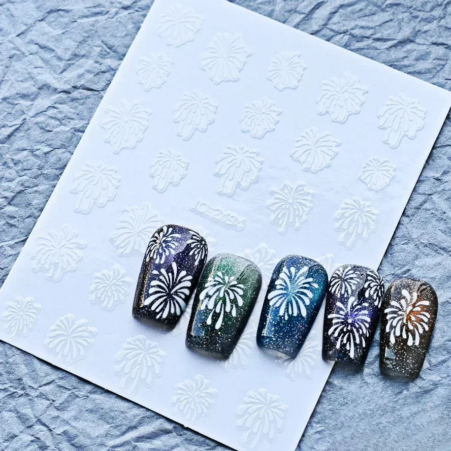 Bronzing Jelly Laser Snowflake Christmas Hot 5D Soft Embossed Relief Self Adhesive Nail Art Decoration Sticker 3D Manicure Decal (ONLINE ORDER ONLY)