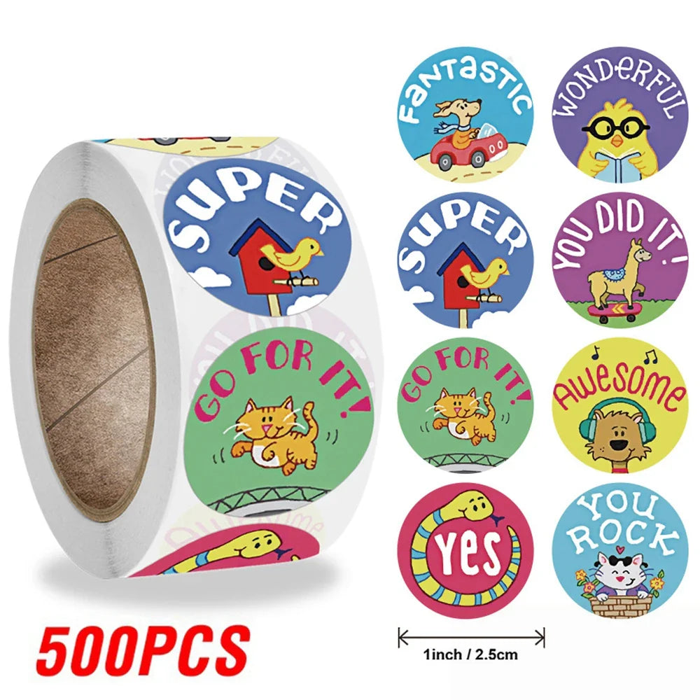 100-500pcs Kids Reward Stickers Puppy Dog Cat Encouragement Labels for Teachers Cute Animals Sticker Stationery Pegatinas (ONLINE ORDER ONLY)