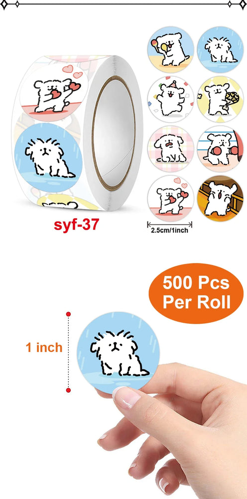 New  Sticker  Dog Cat Kids Reward Sticker Yellow Labels Happy Animal dog   Sticker Kids Toys School Teacher Student Stationery (Online Order Only)