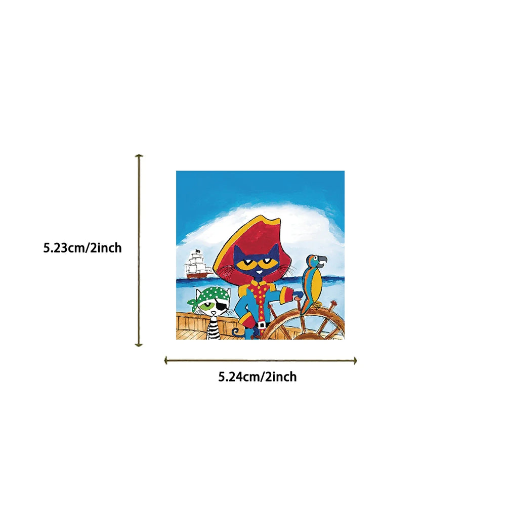 50PCS Kawaii Cute Pete The Cat Sticker Funny Cartoon Stickers For Decorative Scrapbook DIY Child Phone Stationery Supply for Kid (ONLINE ORDER ONLY)