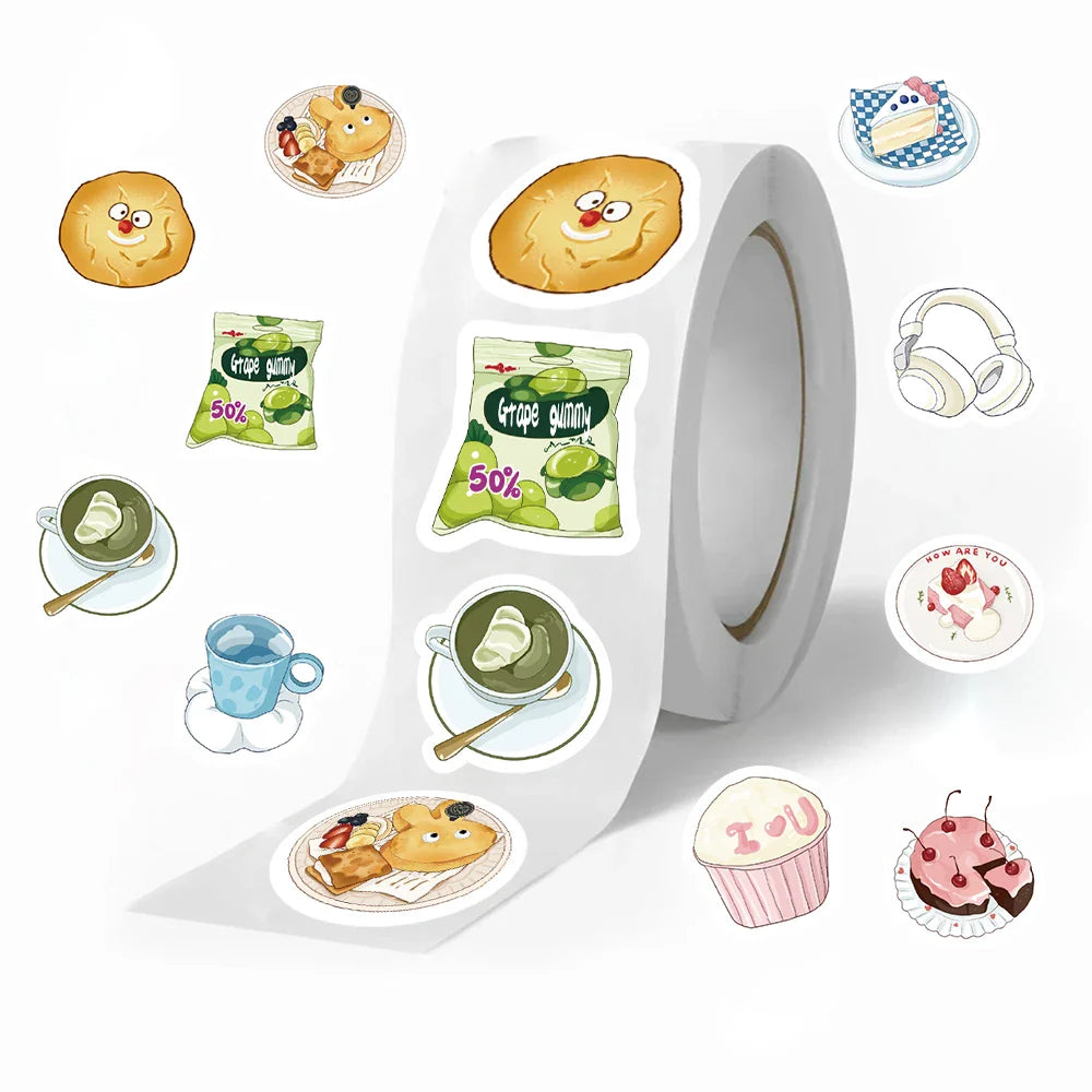 500pcs Cartoon Reward Sticker Roll Salting Out Sticker for Encourage Students Gift Decor For Envelope Sealing Scrapbooking (Online Order Only)