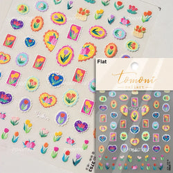 Golden Border Tulip Bloom Flower Bowknot Geometric Frame Metal Workmanship Charming Adhesive Nail Art Sticker Manicure Decals (ONLINE ORDER ONLY)