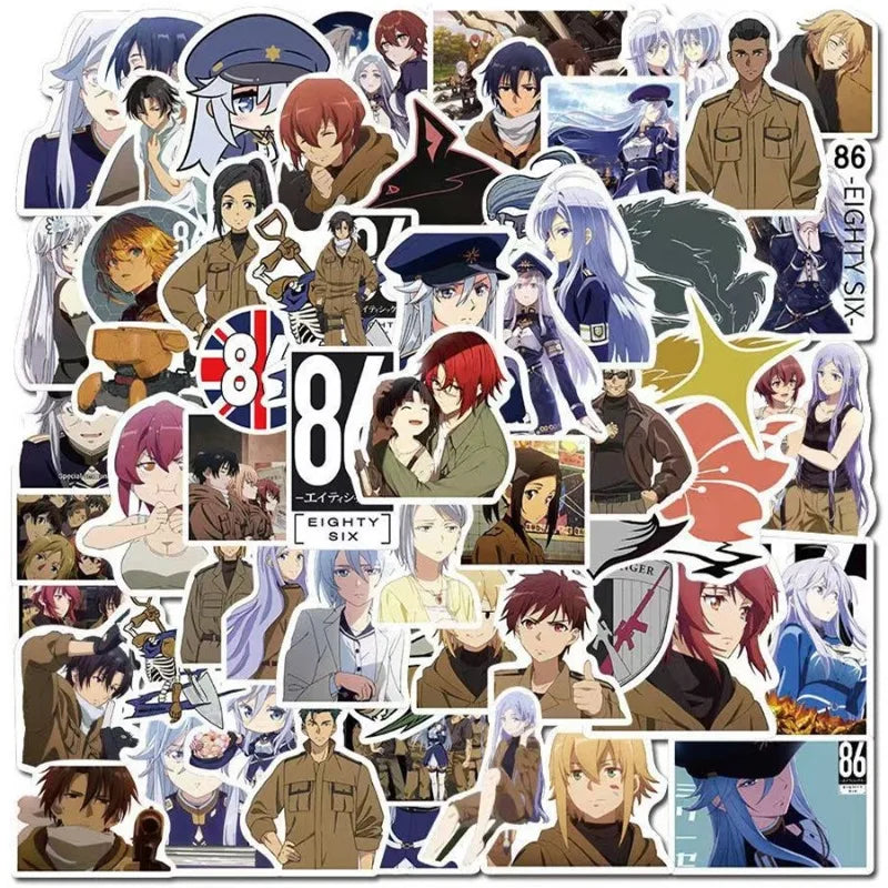 50pcs 86 Eighty Six Cartoon Stickers for Laptop, Car, Water Bottle, Phone, Suitcase, Refrigerator (Online Order Only)