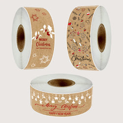150pcs/roll Merry Christmas Stickers Kraft paper Christmas Gift Packaging Labels for Envelopes Cards Wrapping baking Decoration (ONLINE ORDER ONLY)