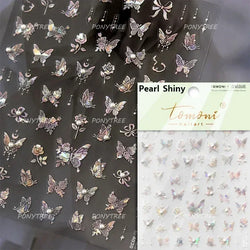 Charming Delicate Sapphire Color Blue Black Stroke Butterfly Jelly Relief Rhinestone Adhesive Nail Art Stickers Manicure Decals (Online Order Only)