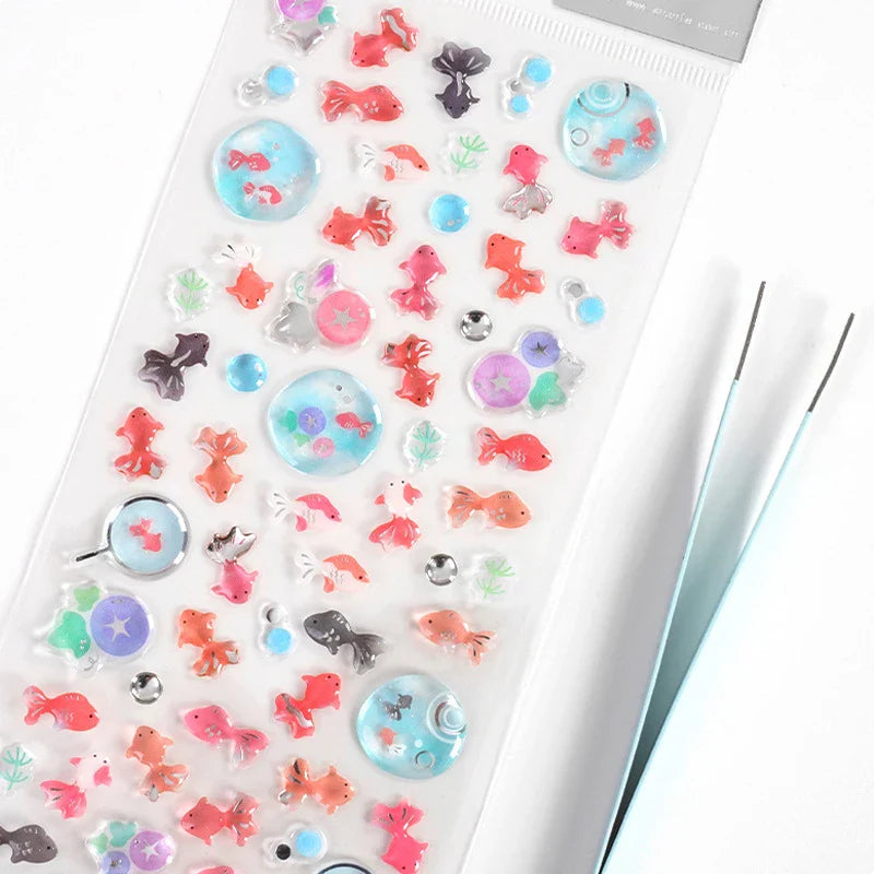 1 sheet Japan Goldfish Epoxy Crystal Glue Sticker Phone Case Sticker Diary Notebook Decoration Creative Gifts (Online Order Only)