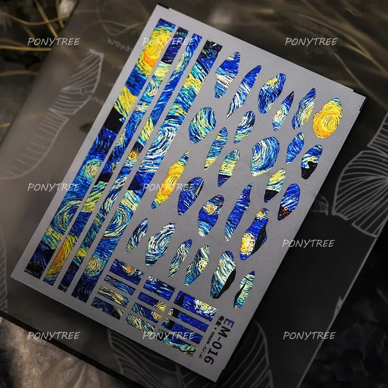 Retro Glass Geometry Glaze Rectangle Round Rose Camellia Adhesive Nail Art Stickers Frame Gemstone Charm Noble Manicure Decals (ONLINE ORDER ONLY)