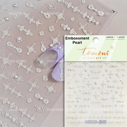 White Pearl Various Bowknot Line Tassel Tender Ribbon Arc Charming Self Adhesive Nail Art Decorations Stickers Manicure Decals (ONLINE ORDER ONLY)