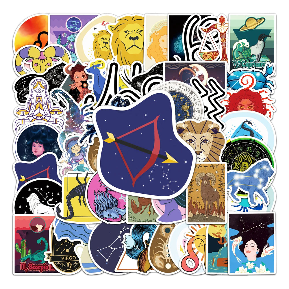 50Pcs Constellation Cartoon Waterproof Vinyl Stickers for Skateboard Snowboard (Online Order Only)