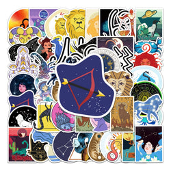 50Pcs Constellation Cartoon Waterproof Vinyl Stickers for Skateboard Snowboard (Online Order Only)