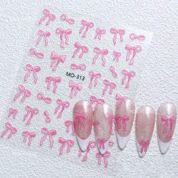 Gold Silver White Black Pink Blue Bowknot Ribbon Flat 3D Line Gird Strap Tie Elegant Charming Nail Art Stickers Manicure Decals (ONLINE ORDER ONLY)